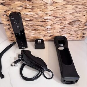Original OEM Black Wii‎ Controller Remote With Motion Plus Adapter And Nunchuck